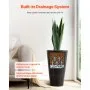 VEVOR - Juego de 2 maceteros altos para plantas de interior y exterior, de 61 cm, color negro, redondos y grandes, para porche y patio, con diseño moderno y drenaje integrado.