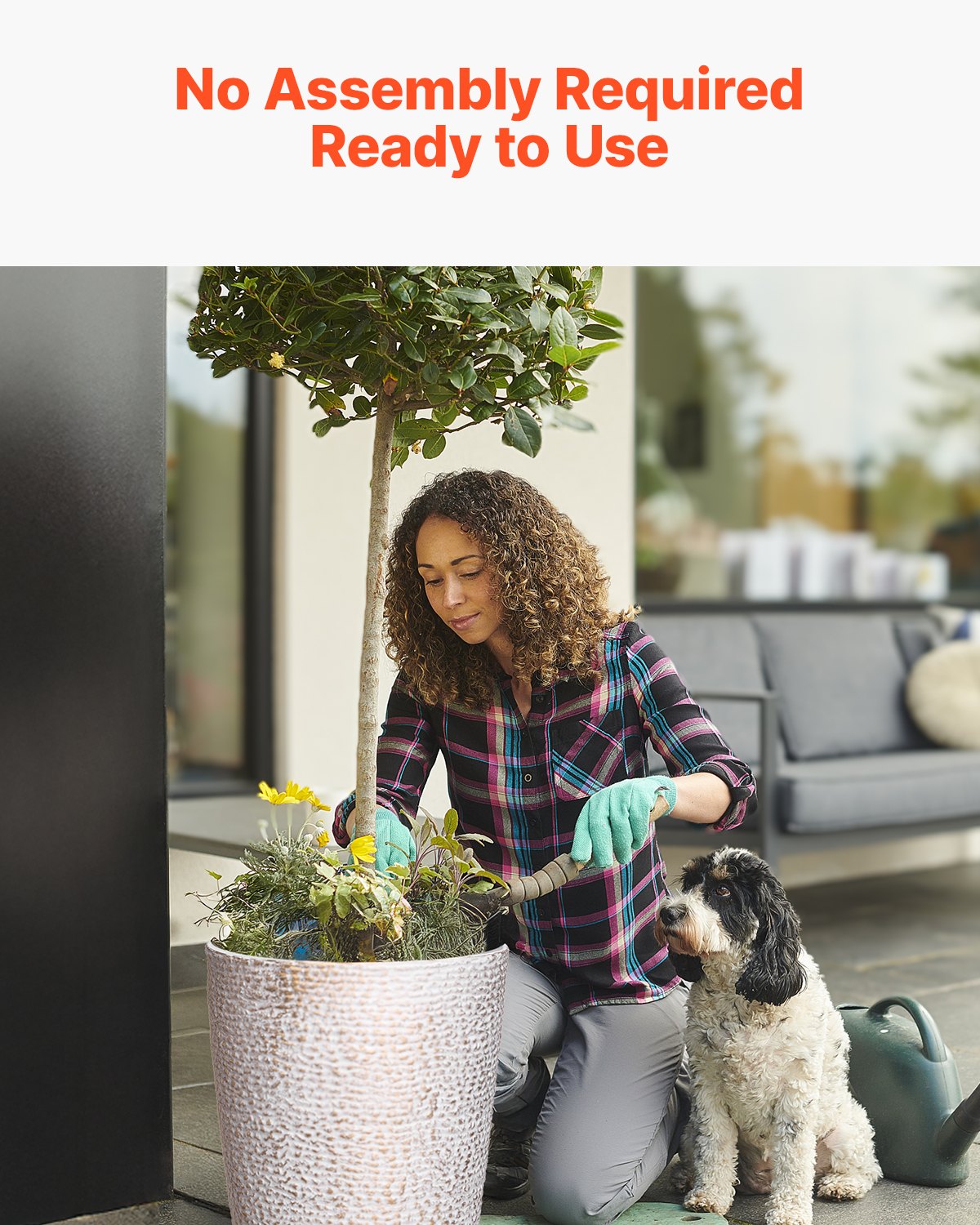 VEVOR - Juego de 2 maceteros altos para exterior (53 cm de alto), redondos y grandes, para porche y patio, con acabado en piedra.