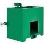 Caja de lastre de 3 puntos VEVOR verde para enganche de tractor, que muestra enganche y pasador.