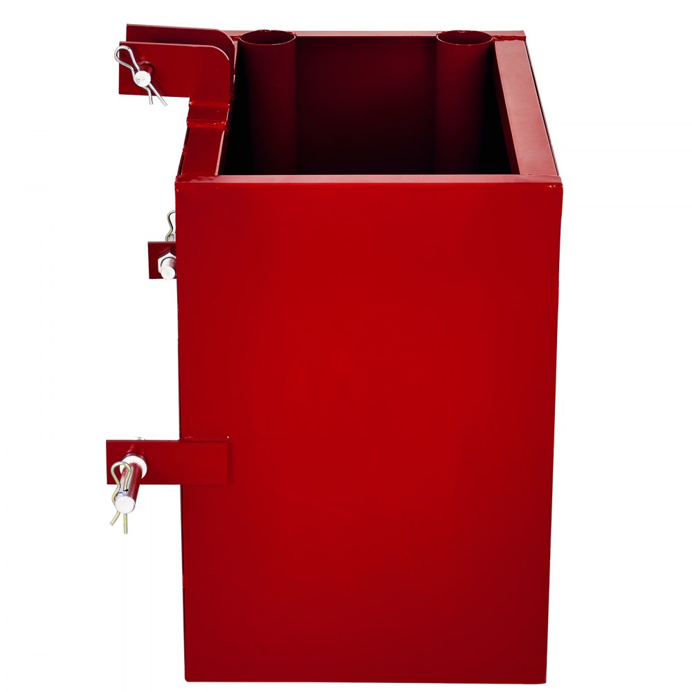 Caja de lastre de 3 puntos VEVOR, capacidad de 800 lb, receptor de enganche estándar de 2 pulgadas, caja de lastre para tractor con volumen de 5 pies cúbicos, acero resistente, compatible con accesorios de tractor de categoría 1, color rojo