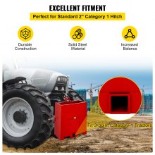 VEVOR Caja de lastre de 3 puntos, caja de lastre de enganche de capacidad de 800 lb, receptor de enganche estándar de 2 pulgadas, caja de lastre de tractor con volumen de 5 pies cúbicos, acero resistente, se adapta a accesorios de tractor de categoría 1, rojo