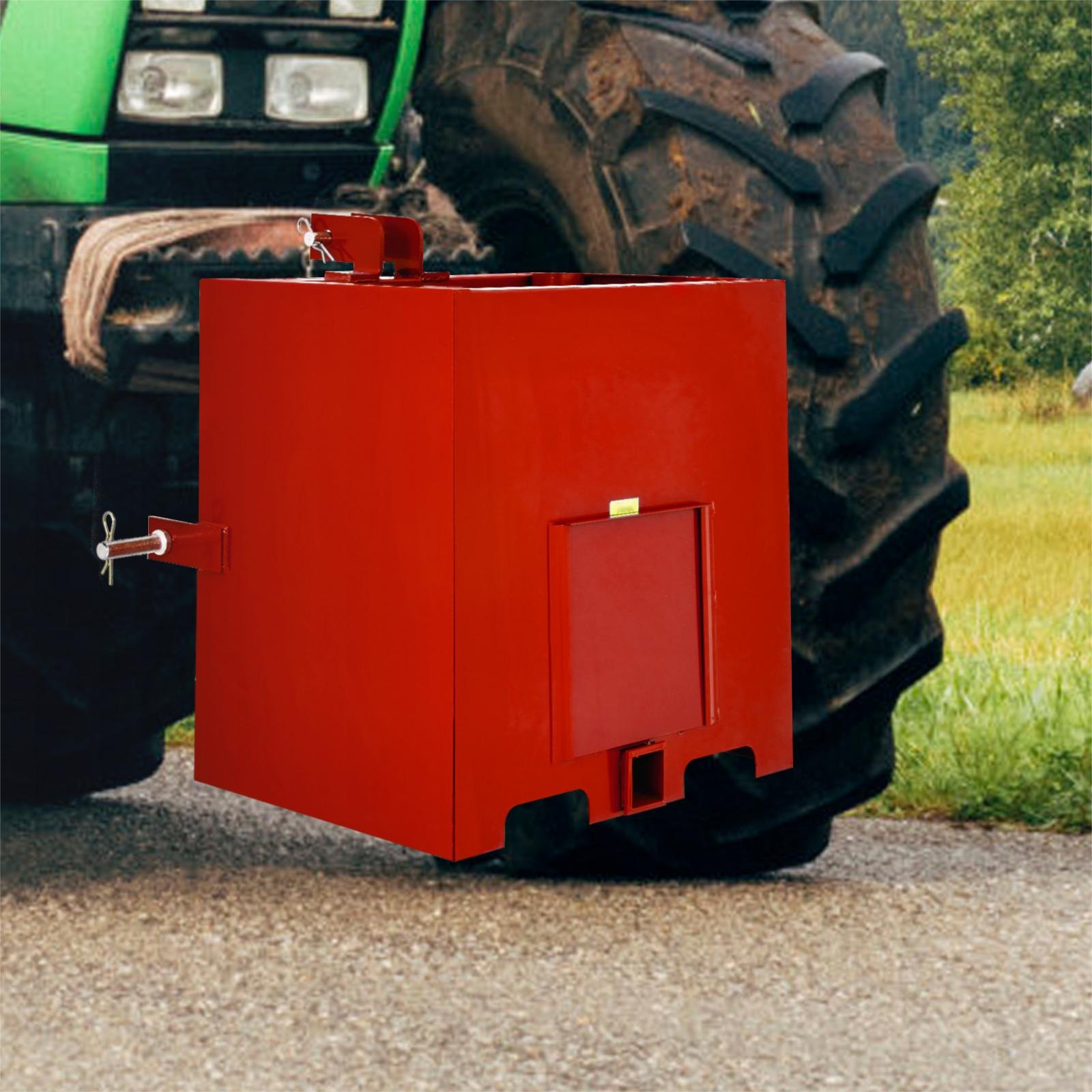 Caja de lastre de 3 puntos VEVOR, capacidad de 800 lb, receptor de enganche estándar de 2 pulgadas, caja de lastre para tractor con volumen de 5 pies cúbicos, acero resistente, compatible con accesorios de tractor de categoría 1, color rojo