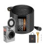 Kit de cable de generador VEVOR de 30 A y caja de entrada de energía, 7,6 m, cable de extensión de generador NEMA L14-30P/L14-30R STW de 10 AWG con conector de bloqueo giratorio, caja de entrada pretaladrada para exteriores de RV, homologado por ETL