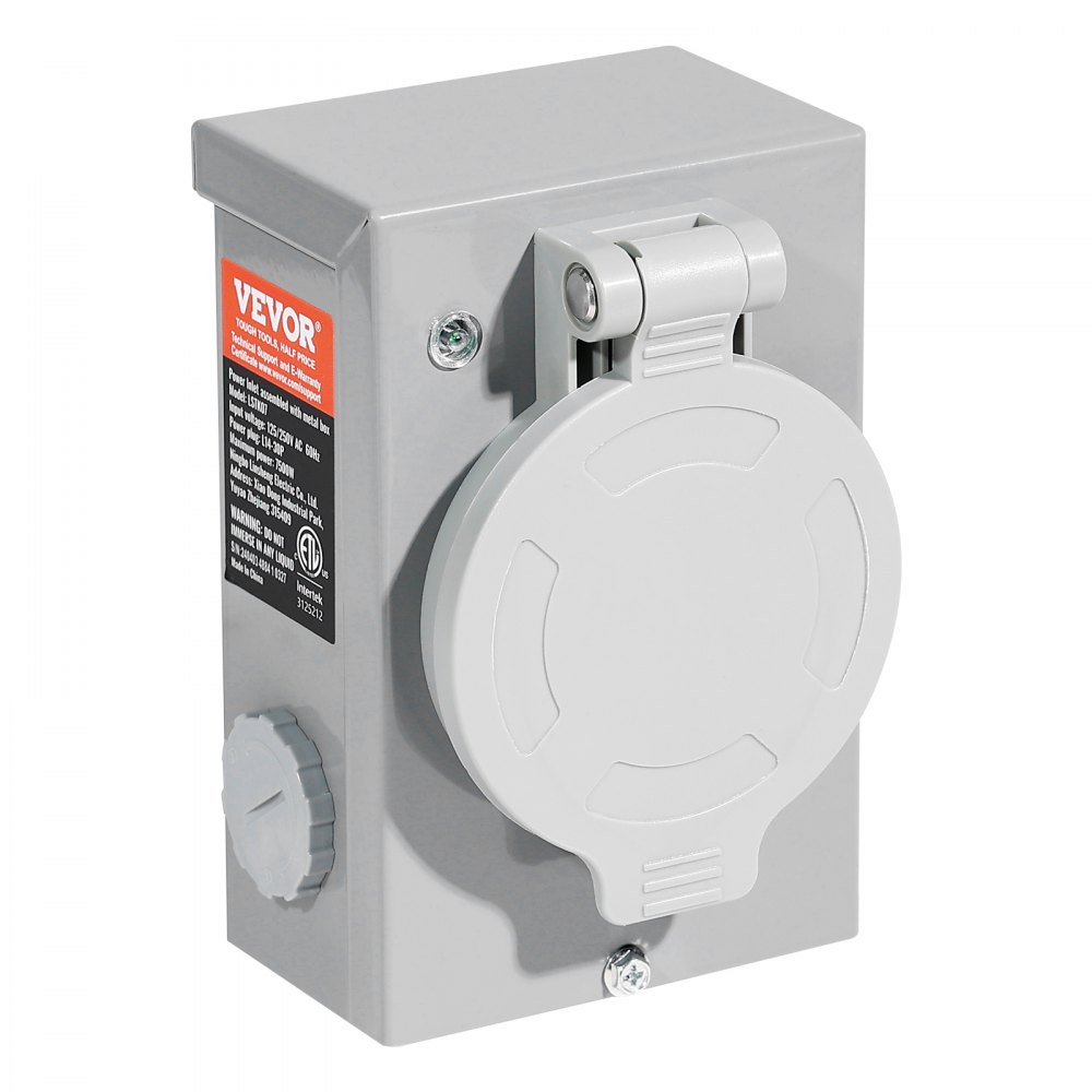 Kit de cable de alimentación y caja de entrada para generador VEVOR de 30 amperios, 40 pies, NEMA L14-30P/L14-30R STW, cable de extensión de alimentación para generador de 10 AWG con conector de bloqueo giratorio, caja de entrada preperforada para vehículos recreativos y exteriores, certificado ETL.