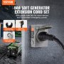 Kit de cable de generador y caja de entrada de energía VEVOR de 50 amperios, 50 pies, cable de alimentación de generador NEMA 14-50P/SS2-50R STW 6/3+8/1 AWG con conector de bloqueo por torsión, caja de entrada pretaladrada para generador a casa, homologado por ETL