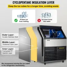 VEVOR Máquina para Hacer Hielo Comercial 120KG/24H Panel Control Inteligente LED