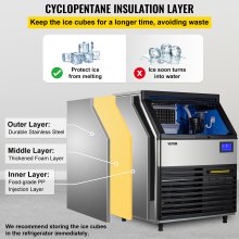 VEVOR Máquina para hacer hielo comercial, 440LBS/24H ETL aprobada máquina para hacer hielo debajo del mostrador con compresor SECOP, almacenamiento de 77LBS, bomba de drenaje de agua eléctrica, filtro de agua, 2 cucharadas incluidas