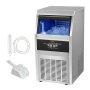 VEVOR Máquina de hielo comercial de 110 V, 80-90 libras/24 horas con contenedor de 33 libras, construcción de acero inoxidable resistente, funcionamiento automático, cubo transparente para barra de casa, incluye filtro de agua, pala, manguera de conexión