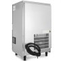 Máquina de hielo comercial VEVOR de acero inoxidable, vista trasera con ventilación y cable.