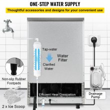 VEVOR Maquina De Hielo Fabricador De Hielo Máquina para Hacer Hielo 50KG/24H Panel de Control Inteligente de Lcd