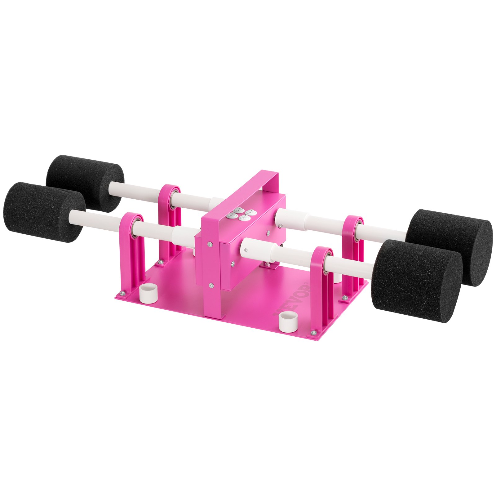 Volteador de tazas VEVOR rosa para 4 tazas con inserciones de espuma negra y varillas blancas sobre fondo blanco.