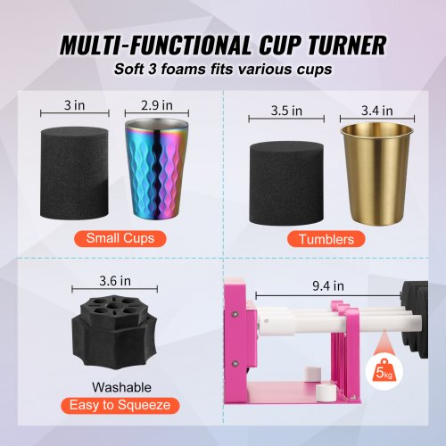 VEVOR 6 Cup Turner Multi Tumbler Spinner Six-Arm Crafts para Glitter Epoxy DIY