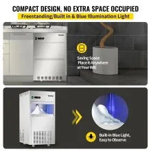 VEVOR Maquina De Hielo Fabricador De Hielo Máquina para Hacer Hielo 200 Lbs Máquina de Hacer Hielo de Encimera 580 W