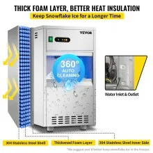 VEVOR Máquina de Hielo en Escamas 280 W Fabricador De Hielo de Acero Inoxidable para Encimera 55 L