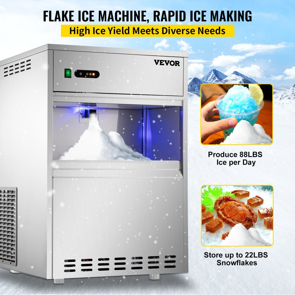 VEVOR Maquina De Hielo Fabricador De Hielo Máquina para Hacer Hielo 88 Lbs Máquina de Hacer Hielo de Encimera 380 W