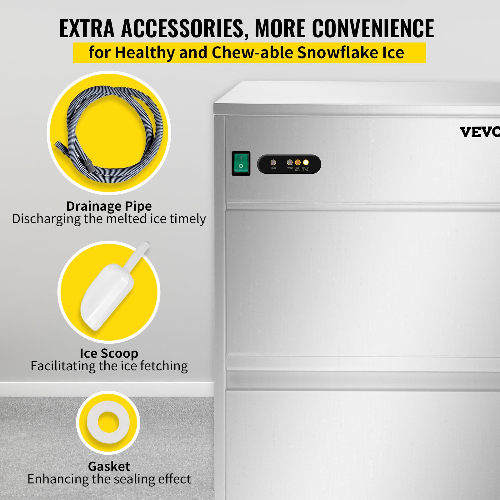 VEVOR Maquina De Hielo Fabricador De Hielo Máquina para Hacer Hielo 88 Lbs Máquina de Hacer Hielo de Encimera 380 W