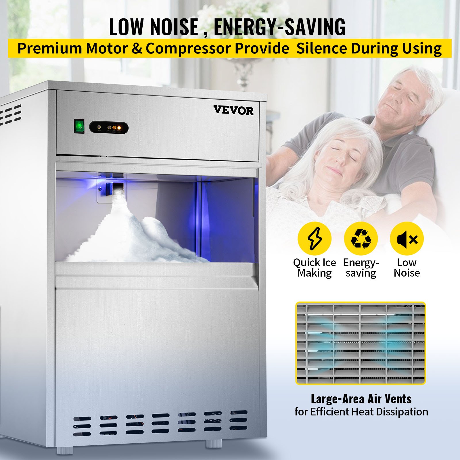 VEVOR Maquina De Hielo Fabricador De Hielo Máquina para Hacer Hielo 88 Lbs Máquina de Hacer Hielo de Encimera 380 W