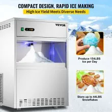 VEVOR Maquina De Hielo Fabricador De Hielo Máquina para Hacer Hielo 154 kg Máquina de Hacer Hielo de Encimera 540 W