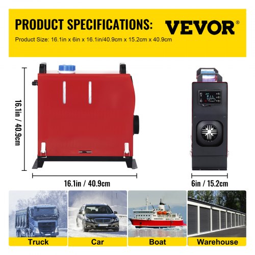 Calentador de aire diésel VEVOR de 5 KW, todo en uno, silenciador de calentador de estacionamiento diésel de 12 V, control remoto de calentador diésel de 5000 W con interruptor LCD para autocaravana, autobús y remolque