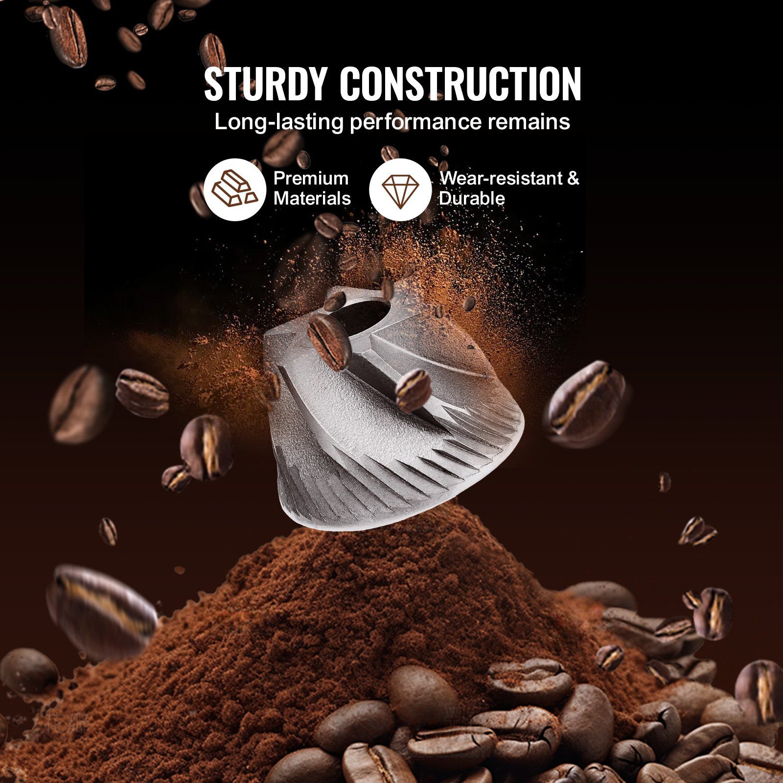 Cafetera VEVOR con molinillo, cafetera de 10 tazas, cafetera de goteo con molido ajustable, con 3 niveles de intensidad de café, ideal para casa, oficina y restaurante.