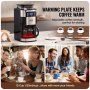 Cafetera VEVOR con molinillo, 12 tazas, cafetera con función de molido y preparación automática, control de intensidad de café de 3 niveles, temporizador de 24 horas, ideal para casa, oficina y restaurante.