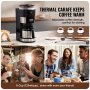 Cafetera VEVOR con molinillo, cafetera programable de 8 tazas, con temporizador de 24 horas para preparación automática, filtro reutilizable, ideal para casa, oficina y restaurante.