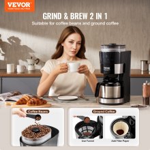 Cafetera de goteo VEVOR de 8 tazas con control de intensidad de preparación de 3 niveles