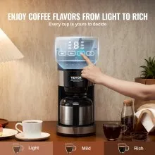 Cafetera de goteo VEVOR de 8 tazas con control de intensidad de preparación de 3 niveles