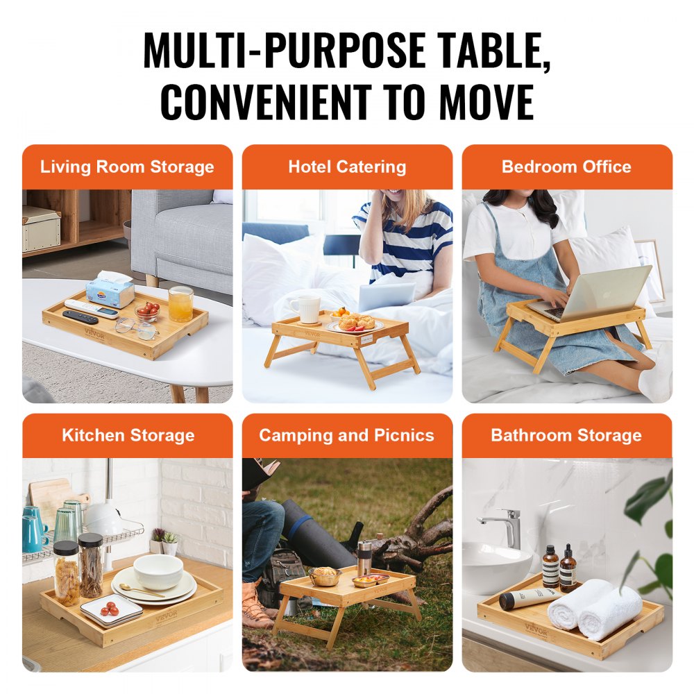 Mesa de cama multiusos VEVOR para sala de estar, oficina, cocina, camping, baño y uso en hotel.