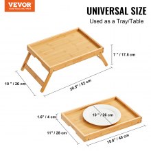 VEVOR Mesa tipo bandeja para cama con patas plegables, bandeja de desayuno de bambú para sofá, cama, comer, refrigerio y trabajo, bandeja de escritorio plegable para computadora portátil, plato portátil para refrigerios para picnic, 15.7" x 11