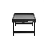 Mesa de cama VEVOR negra con patas plegables y superficie lisa, vista desde el frente.