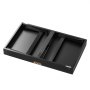 Mesa de cama VEVOR plegable de color negro con estructura de madera resistente y diseño compacto.