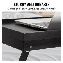 VEVOR Mesa tipo bandeja para cama con patas plegables, bandeja de desayuno de bambú para sofá, cama, comer, refrigerio y trabajo, bandeja de escritorio para computadora portátil con pendiente de mesa ajustable, plato portátil para refrigerios, 20 x 12.2 pulgadas