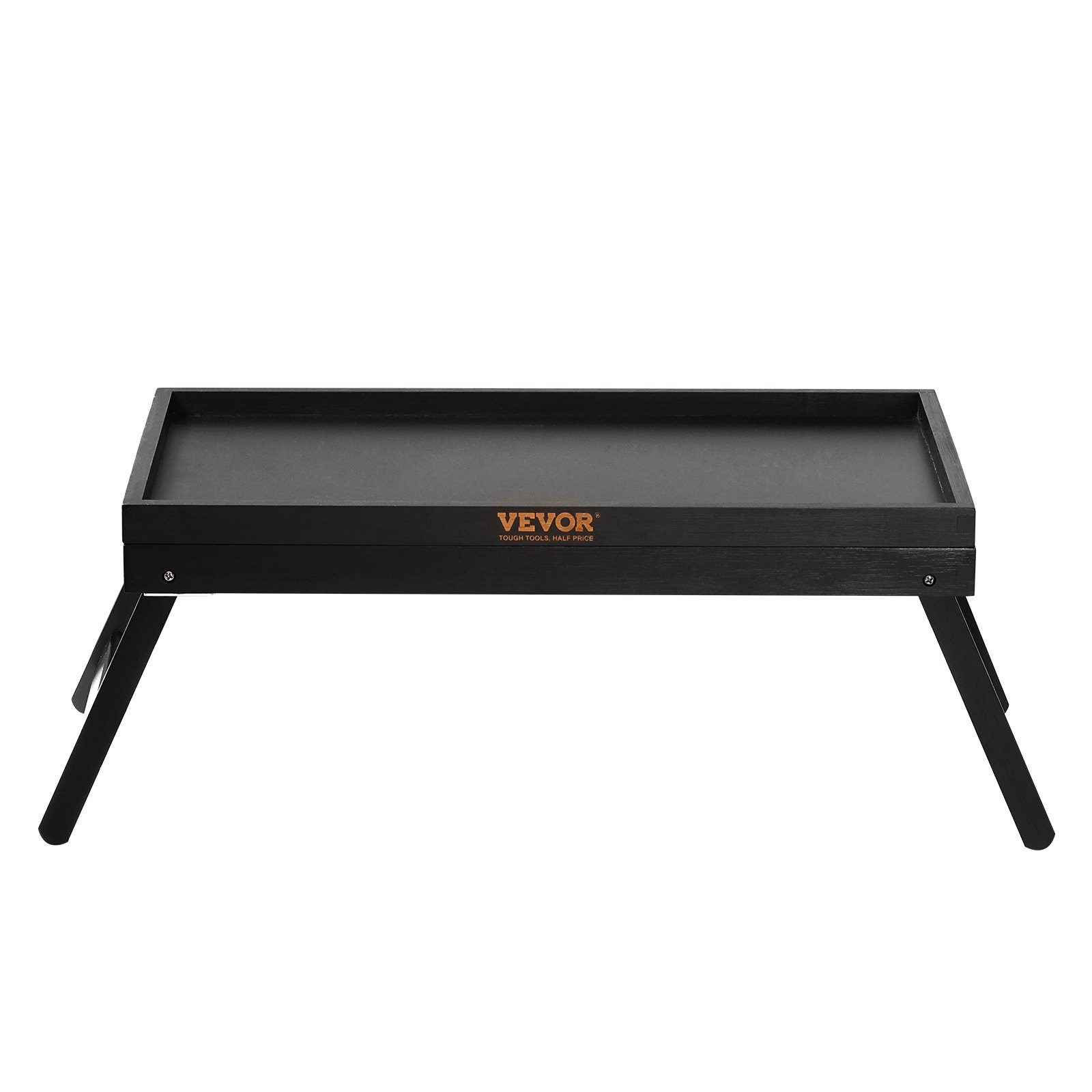 Mesa de cama VEVOR negra con patas plegables, adecuada para desayunar en la cama o usar una computadora portátil.