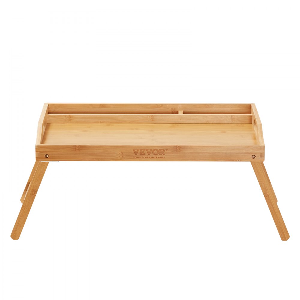 VEVOR Mesa tipo bandeja para cama con patas plegables y ranura para medios, bandeja de desayuno de bambú para sofá, cama, comer, refrigerio y trabajo, bandeja de escritorio para computadora portátil, bandeja para TV, plato portátil para refrigerios, 19.7" x 11.8