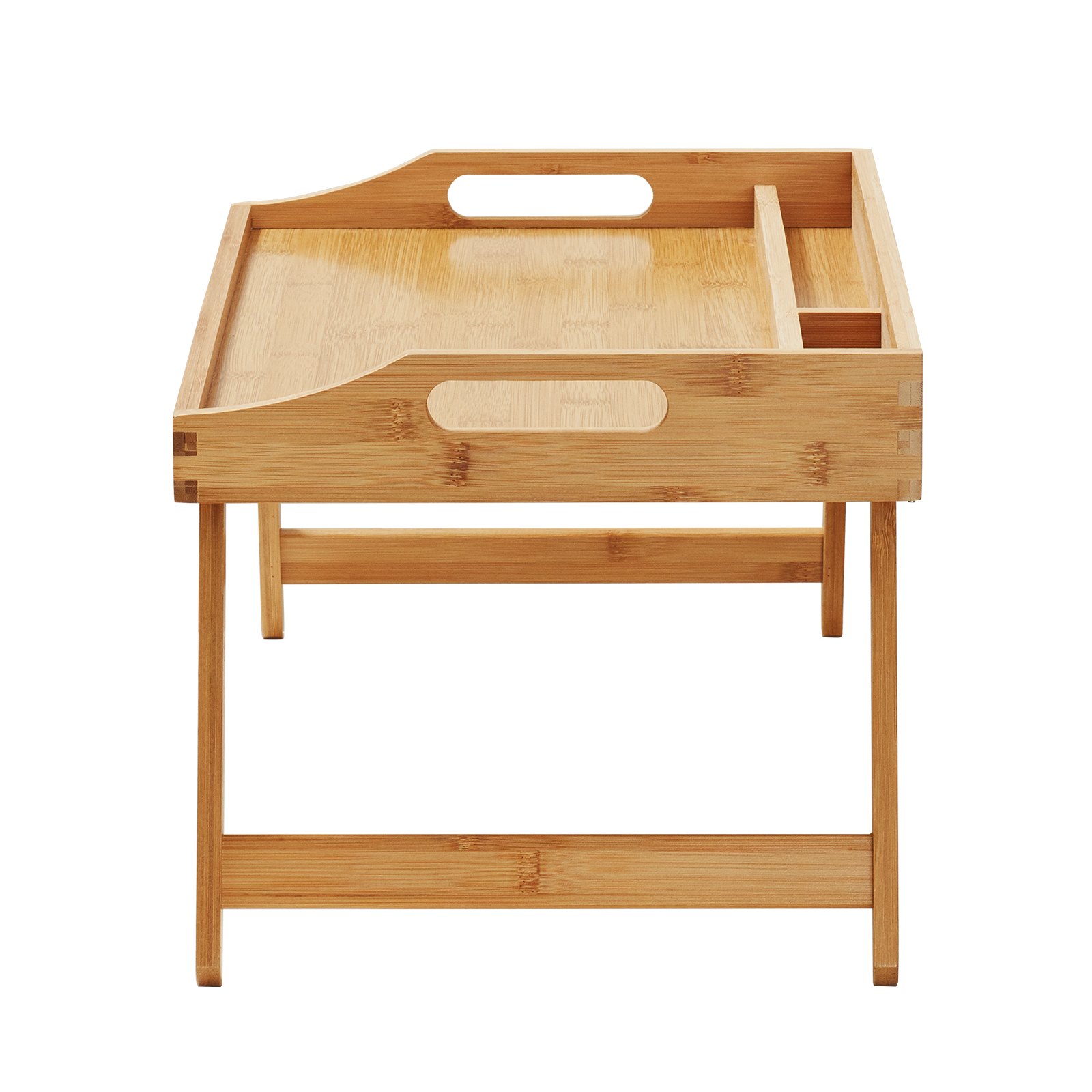 VEVOR Mesa tipo bandeja para cama con patas plegables y ranura para medios, bandeja de desayuno de bambú para sofá, cama, comer, refrigerio y trabajo, bandeja de escritorio para computadora portátil, bandeja para TV, plato portátil para refrigerios, 19.7" x 11.8