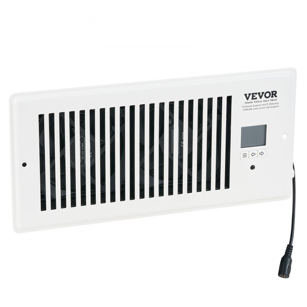Ventilador de ventilación VEVOR con registro de 4 x 10 pulgadas, silencioso, con control remoto y termostato, velocidad ajustable para calefacción, refrigeración y ventilación inteligente, color blanco.