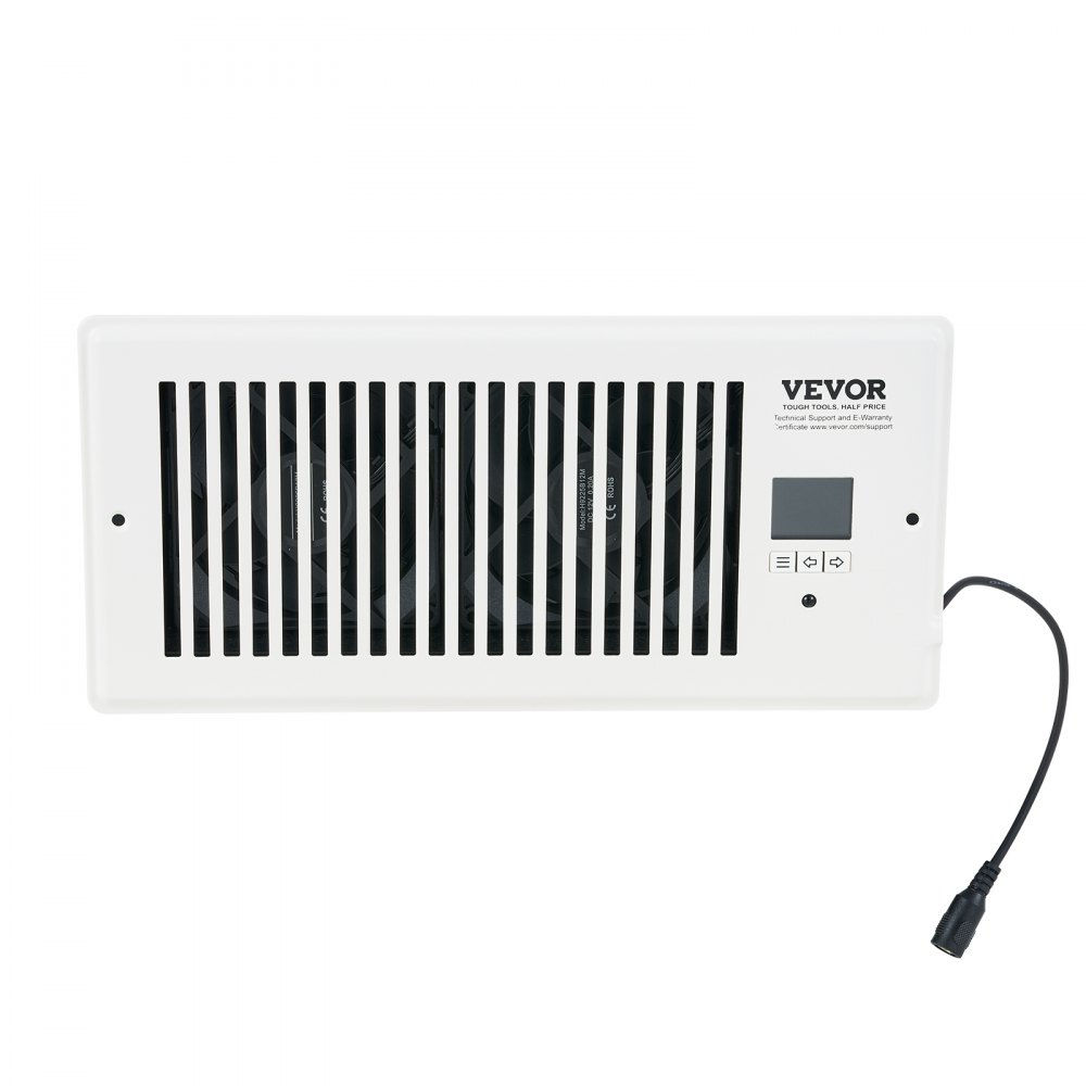Ventilador de ventilación VEVOR con registro de 4 x 10 pulgadas, silencioso, con control remoto y termostato, velocidad ajustable para calefacción, refrigeración y ventilación inteligente, color blanco.