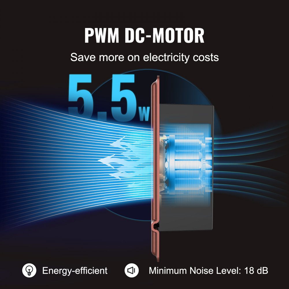 Ventilador de ventilación VEVOR con registro de 4 x 10 pulgadas, silencioso, con control remoto y termostato, velocidad ajustable para calefacción, refrigeración y ventilación inteligente, color marrón.