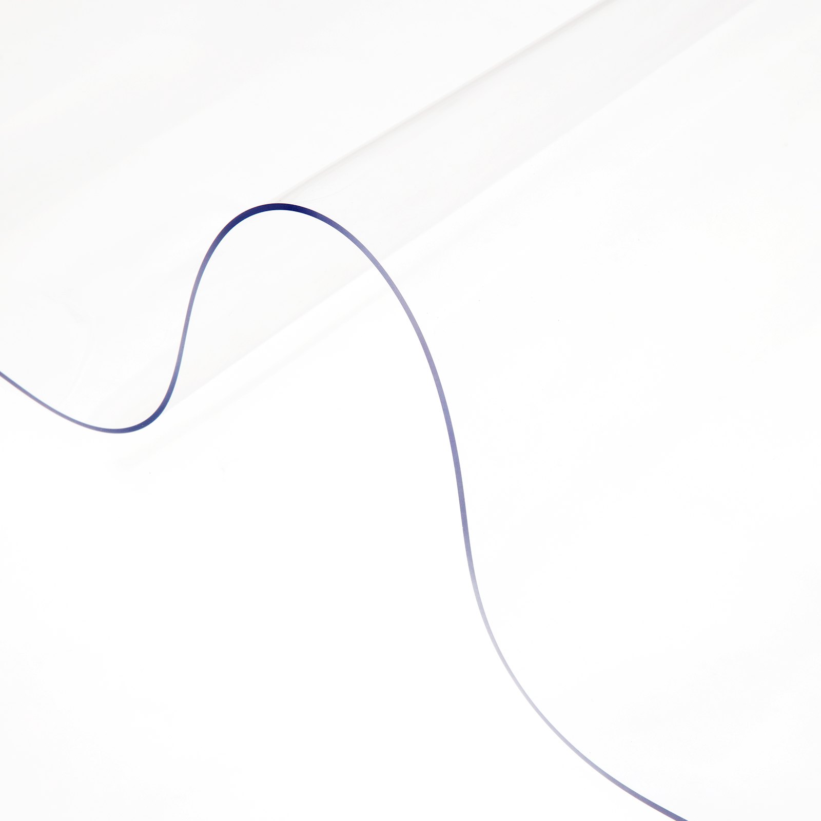 Lámina flexible transparente con curva suave, que muestra la cubierta de mesa transparente VEVOR.