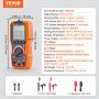 Multímetro digital VEVOR, 4000 cuentas, multímetro probador DC AC voltímetro NCV, Ohm Volt Amp Tester con sondas de prueba para voltaje corriente resistencia capacitancia continuidad diodo relación de trabajo frecuencia TRMS