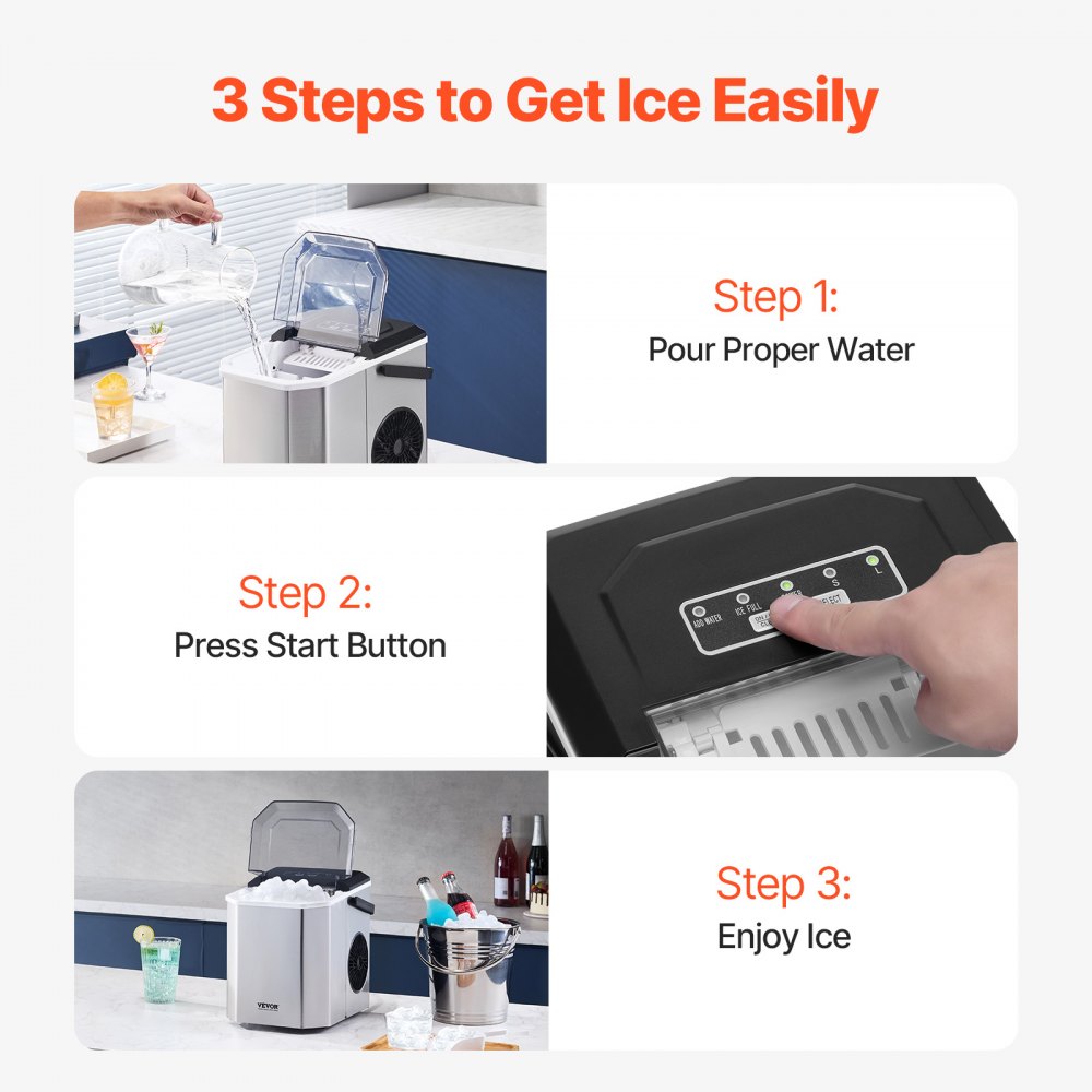 Máquina de hielo portátil para encimera, 26 lb/24 h, autolimpiante, con canasta para pala, para bar en casa