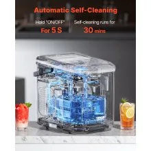 Máquina de hielo portátil para encimera, 26 lb/24 h, autolimpiante, con canasta para pala, para bar en casa