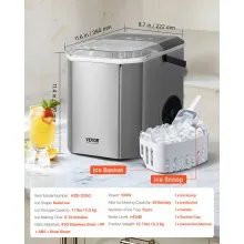 Máquina de hielo portátil para encimera, 26 lb/24 h, autolimpiante, con canasta para pala, para bar en casa