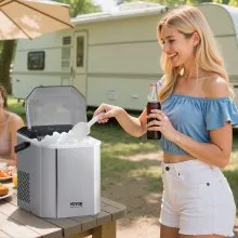 Máquina de hielo portátil para encimera, 26 lb/24 h, autolimpiante, con canasta para pala, para bar en casa