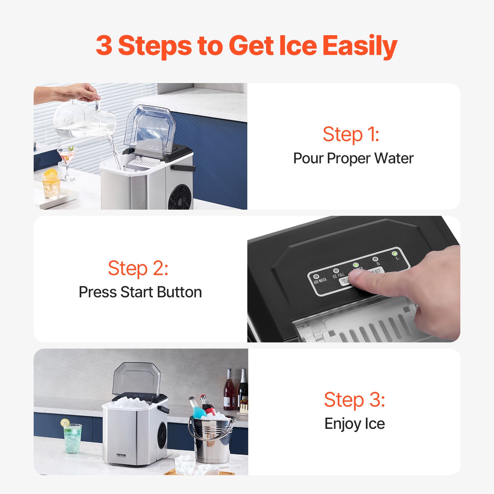 Máquina de hielo portátil para encimera, 26 lb/24 h, autolimpiante, con canasta para pala, para bar en casa