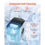 Máquina de hielo de encimera VEVOR, 9 cubos listos en 6 minutos, 15 kg en 24 horas, máquina de hielo portátil autolimpiante con pala y cesta para hielo, máquina de hielo con 2 tamaños de cubos de hielo para el hogar, la cocina, la oficina, el bar o la fiesta.