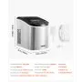 Máquina de hielo de encimera VEVOR, 9 cubos listos en 6 minutos, 15 kg en 24 horas, máquina de hielo portátil autolimpiante con pala y cesta para hielo, máquina de hielo con 2 tamaños de cubos de hielo para el hogar, la cocina, la oficina, el bar o la fiesta.