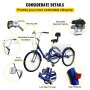 VEVOR Triciclo para adultos 24 pulgadas Triciclos de carga Triciclo plegable Bicicleta con canasta 1 velocidad 3 ruedas bicicletas para adultos