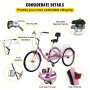 VEVOR Triciclo para adultos Triciclos de carga Triciclo plegable Bicicleta con canasta 24 pulgadas 1 velocidad 3 ruedas bicicletas para adultos